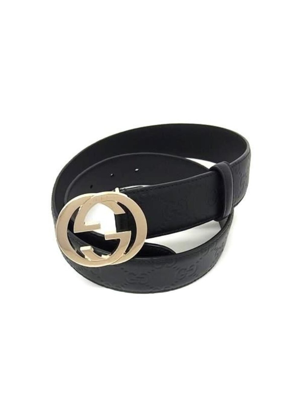Gucci Interlocking G Guccissima Leather Gold 80 32 Black Belt